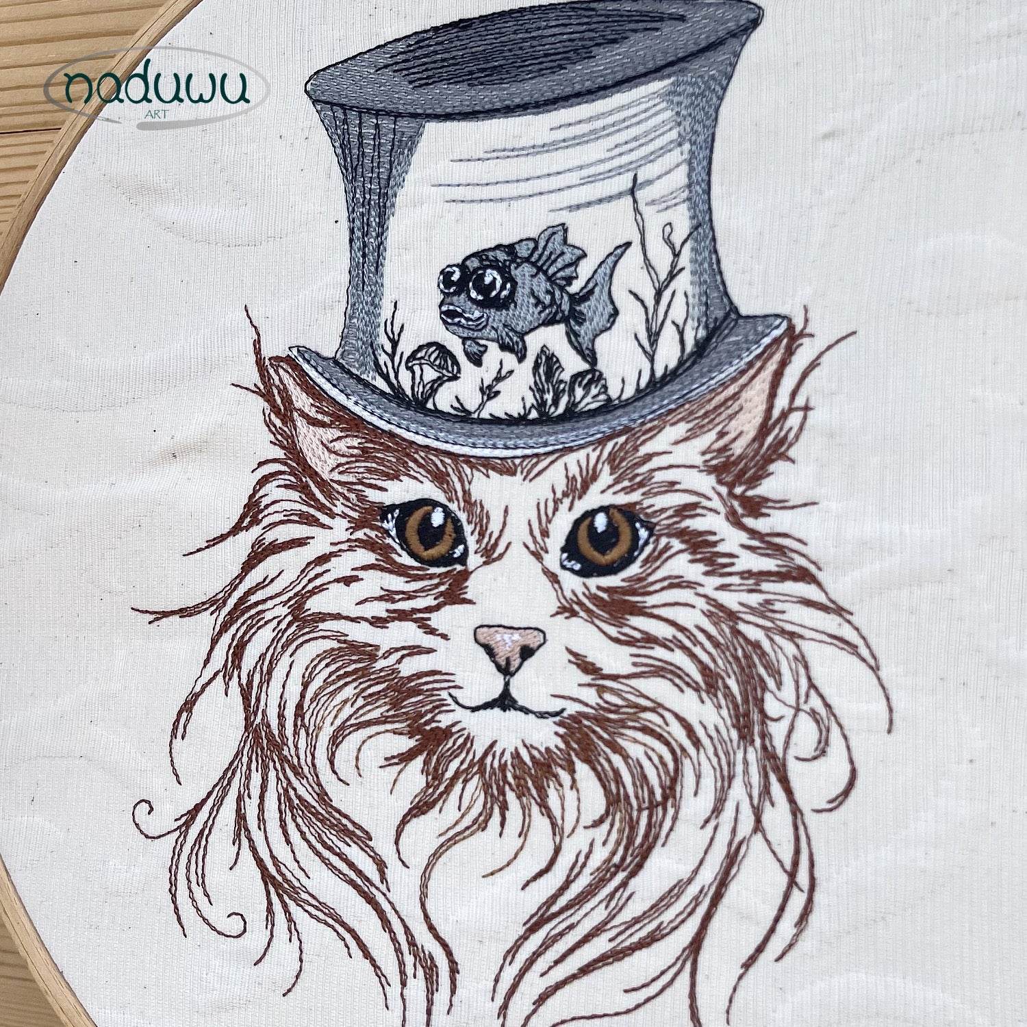 Stickdatei Katze Steampunk Set 7 Größen, Steampunkkatze Scribble ab 9x10 - Sewando