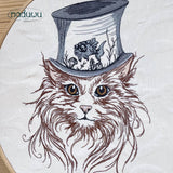 Stickdatei Katze Steampunk Set 7 Größen, Steampunkkatze Scribble ab 9x10 - Sewando
