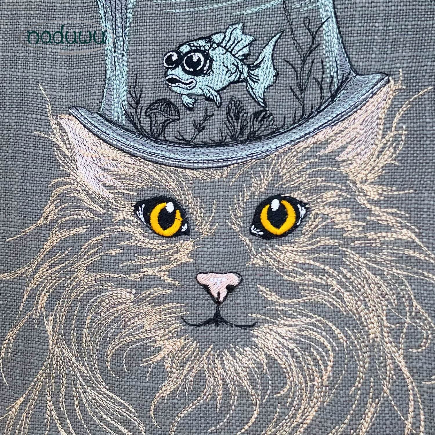 Stickdatei Katze Steampunk Set 7 Größen, Steampunkkatze Scribble ab 9x10 - Sewando