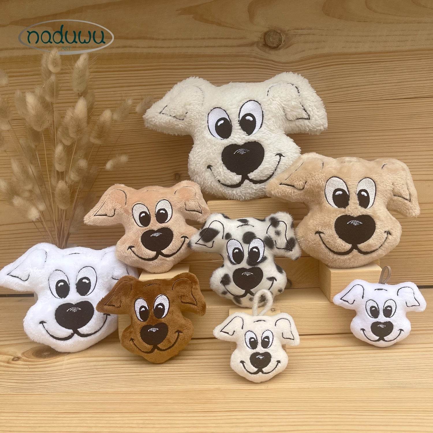 Stickdatei Hund Stuffie Set, ITH Kuschelkissen Schnuffelkopp in 8 Größen - Sewando