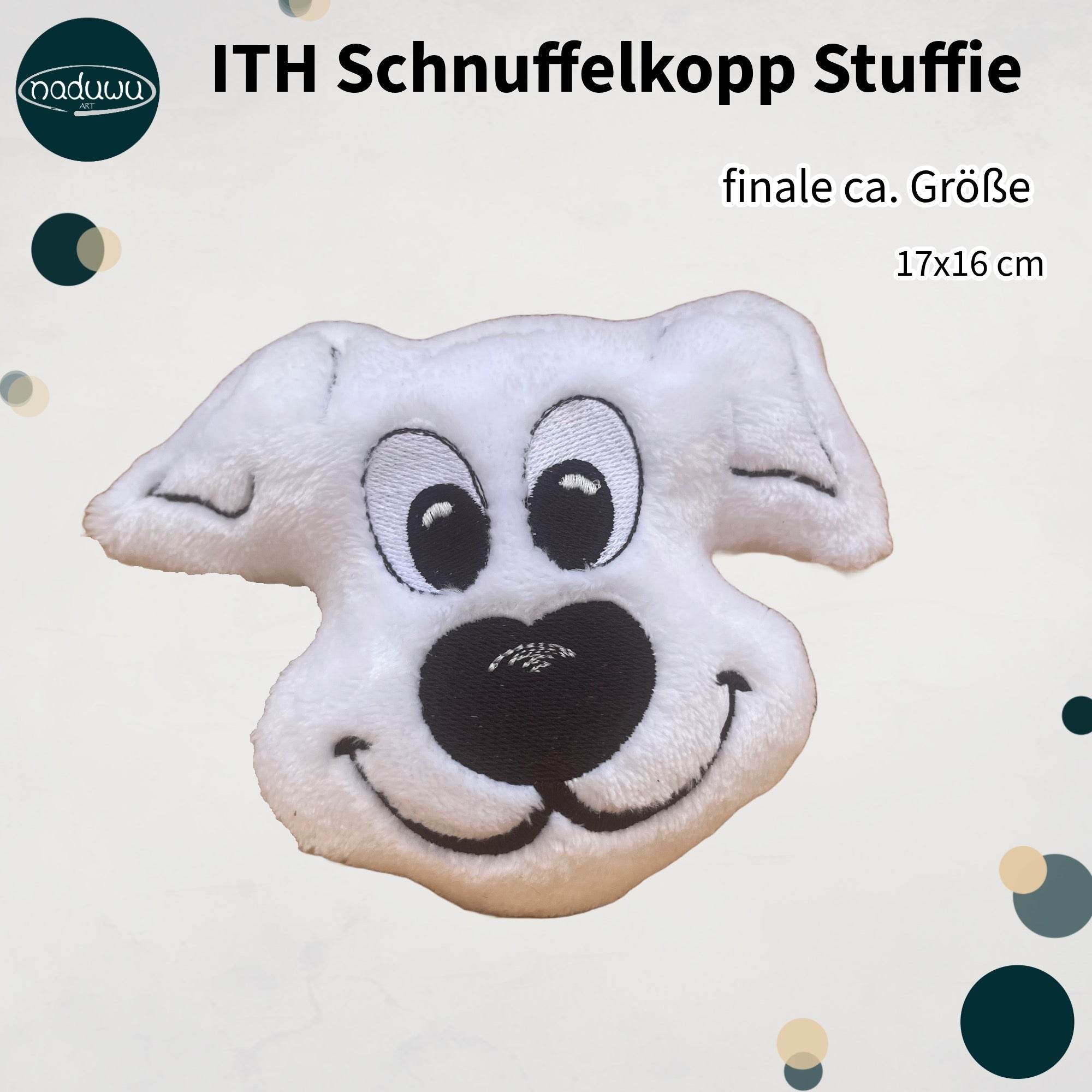 Stickdatei Hund Stuffie Set, ITH Kuschelkissen Schnuffelkopp in 18x16 - Sewando