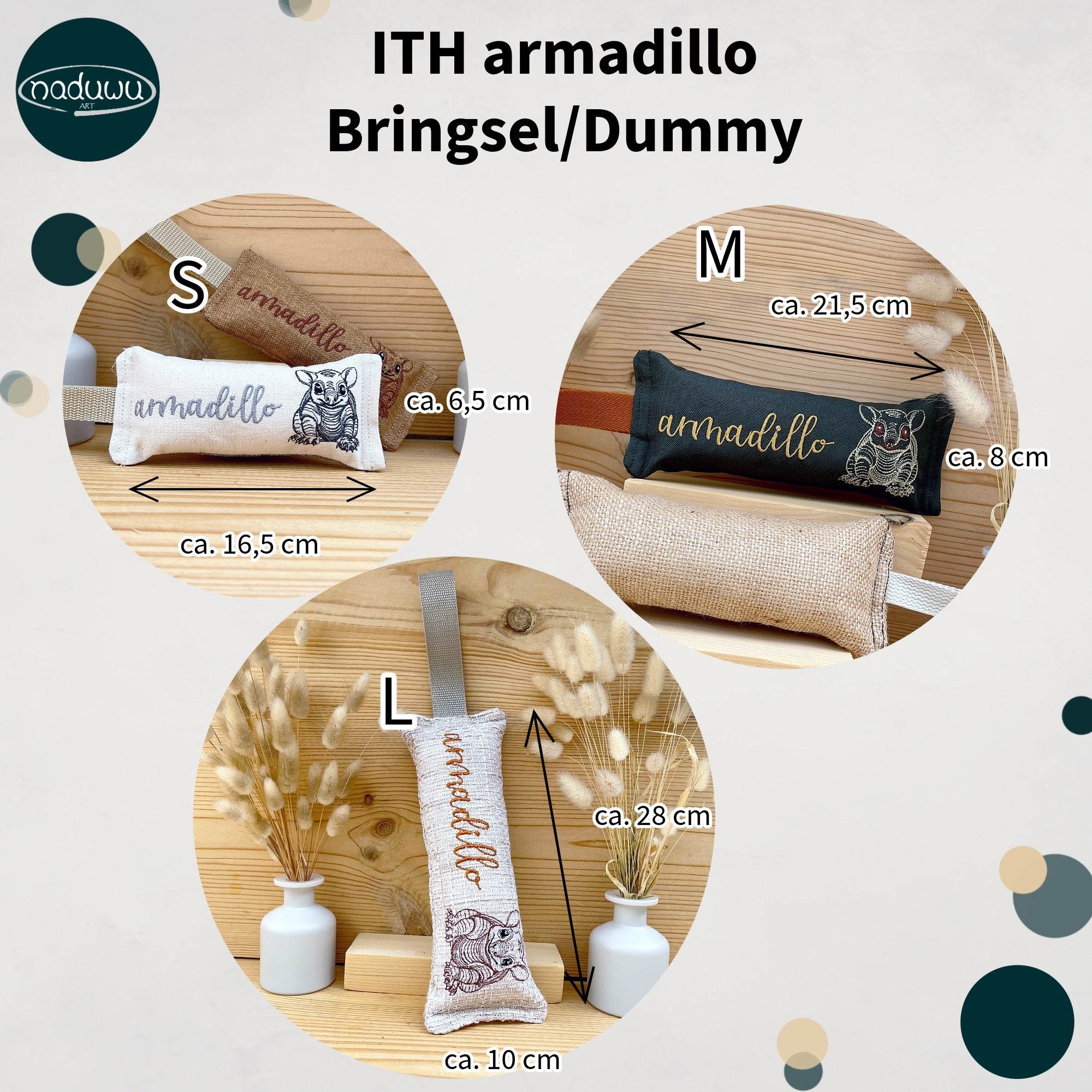 Stickdatei Bringsel Set mit 3 Größen, ITH Stickdatei Dummy - Sewando