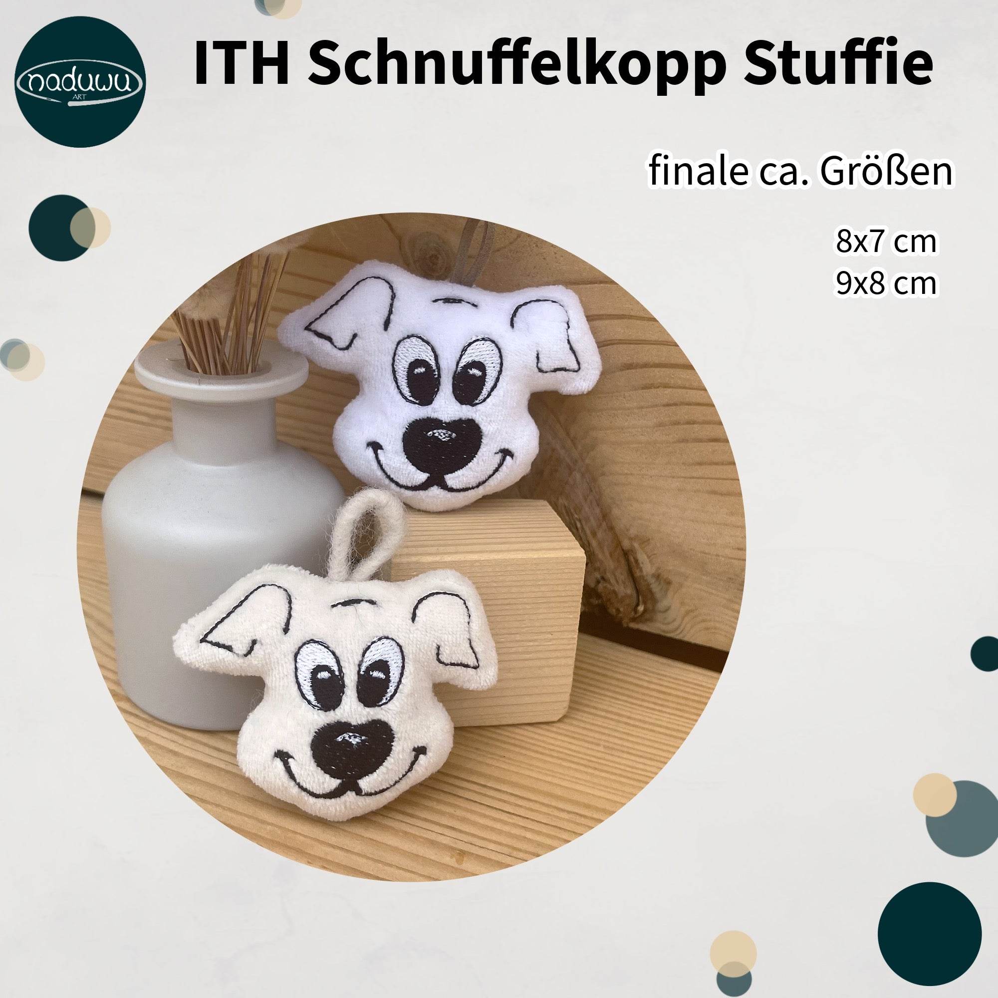 Stickdatei Hund Stuffie Set, ITH Kuschelkissen Schnuffelkopp in 9x8 und 10x9 - Sewando