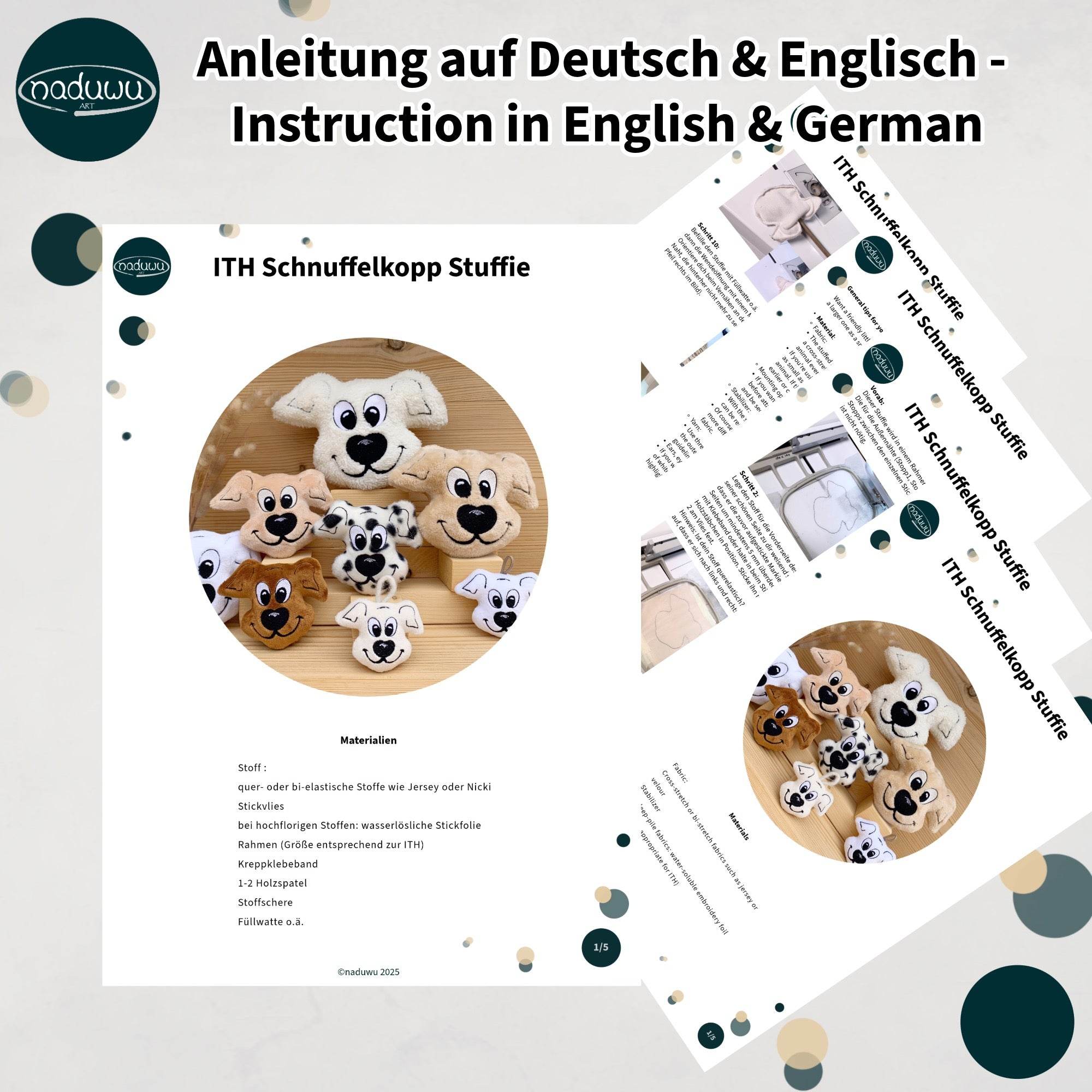 Stickdatei Hund Stuffie Set, ITH Kuschelkissen Schnuffelkopp in 9x8 und 10x9 - Sewando