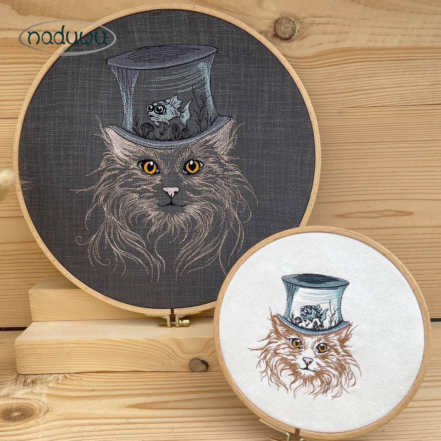 Stickdatei Katze Steampunk Set 7 Größen, Steampunkkatze Scribble ab 9x10 - Sewando