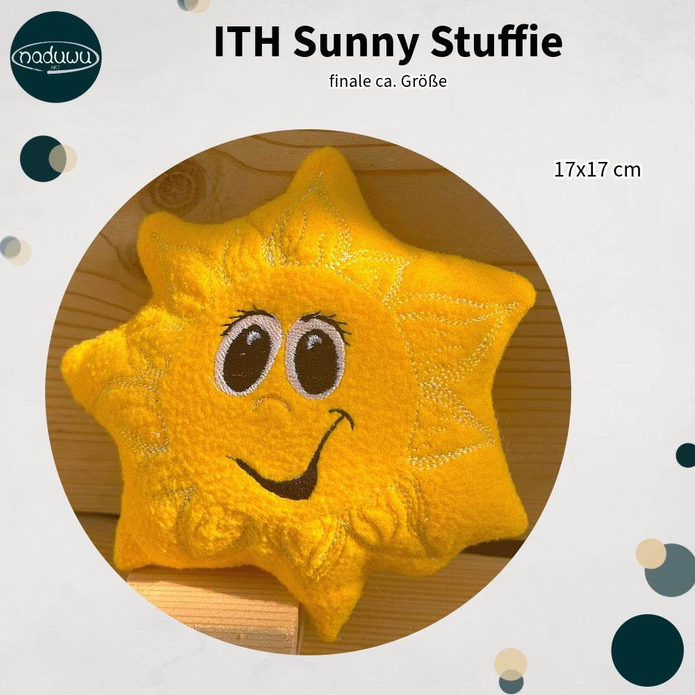 Stickdatei Sonne Stuffie 18x18, ITH Kuschelkissen Sunny - Sewando
