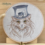 Stickdatei Katze Steampunk Set 7 Größen, Steampunkkatze Scribble ab 9x10 - Sewando