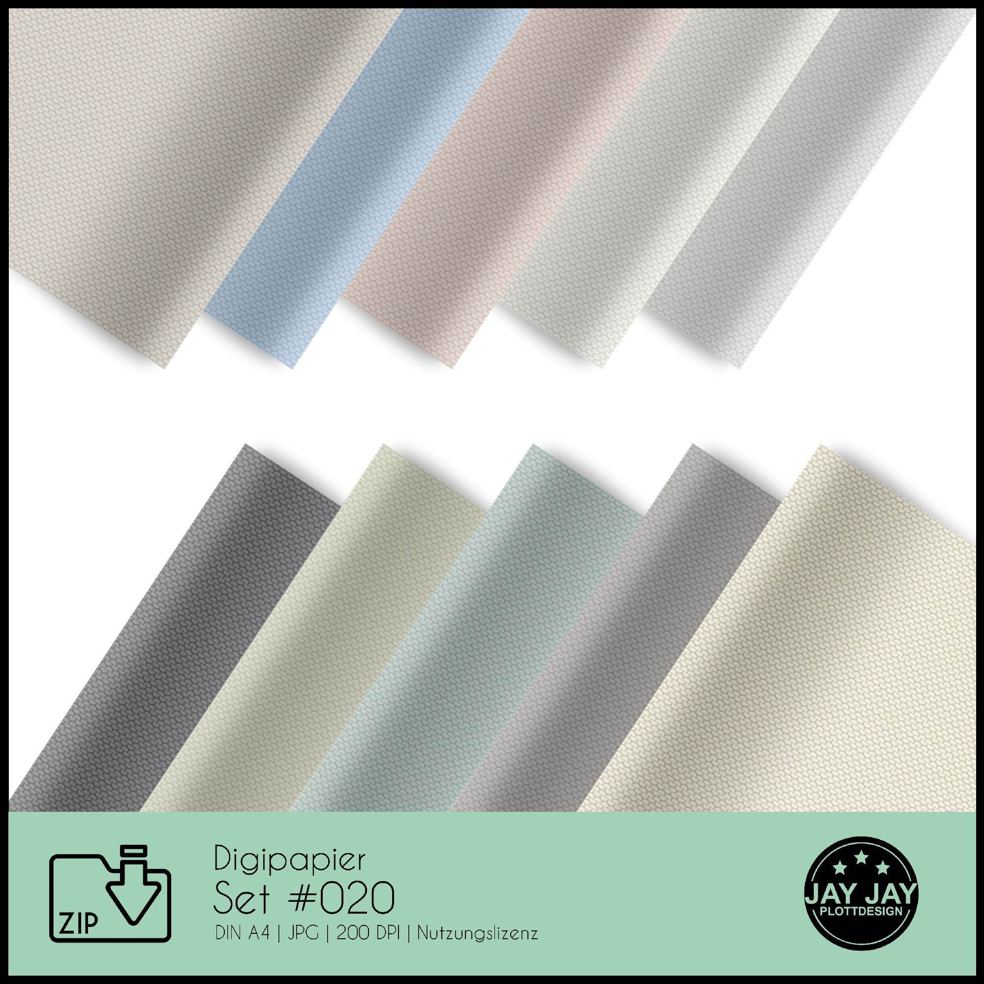 Digipapier-Set #020 (Strickmuster linke Maschen grau, beige, blau, grün) zum drucken, sublimieren und basteln - Sewando