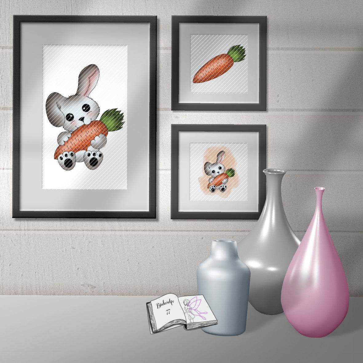 Digiset Hase Hoppla Plotterdatei, Sublimation, Digistamp, Digipaper - Sewando