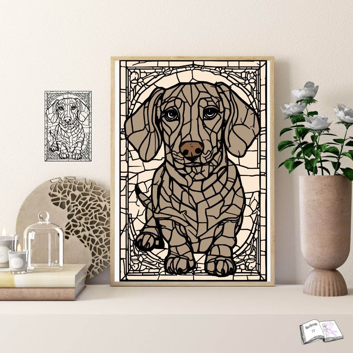 Plotterdatei Dackel Fenster Plotten, Sublimation, Drucken, Digistamp, - Sewando