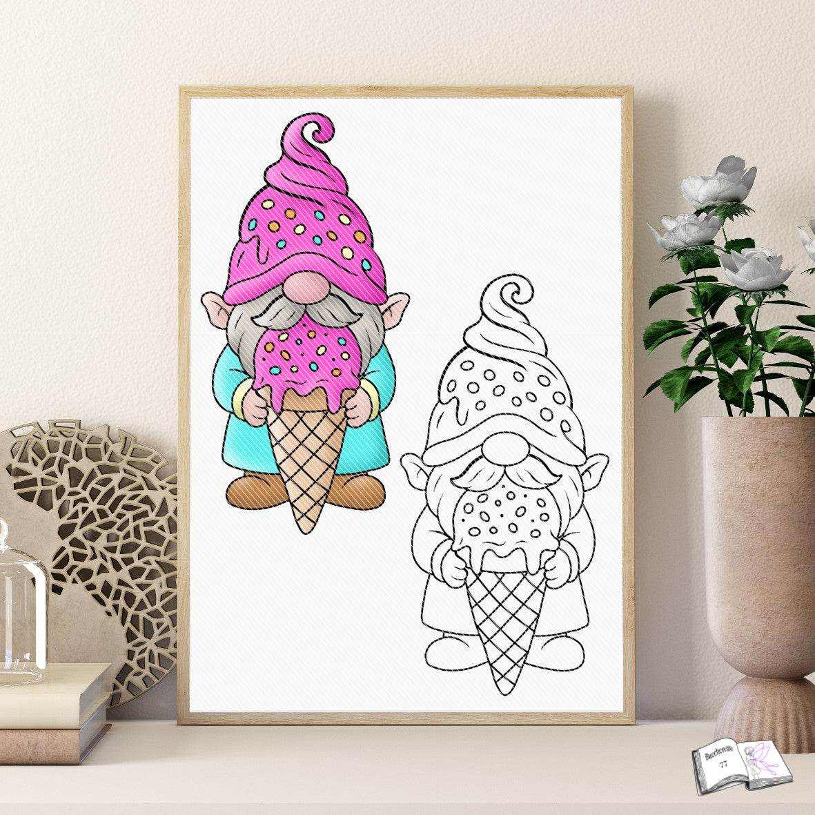 Plotterdatei Eiscreme Wichtel Bertie Sublimation, Digistamp, Digipaper ! - Sewando