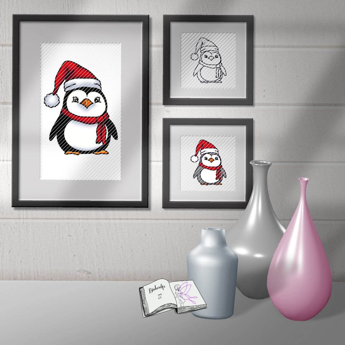 Digiset Christmas Penguin Plotterdatei, Sublimation, Digistamp, Digipaper - Sewando