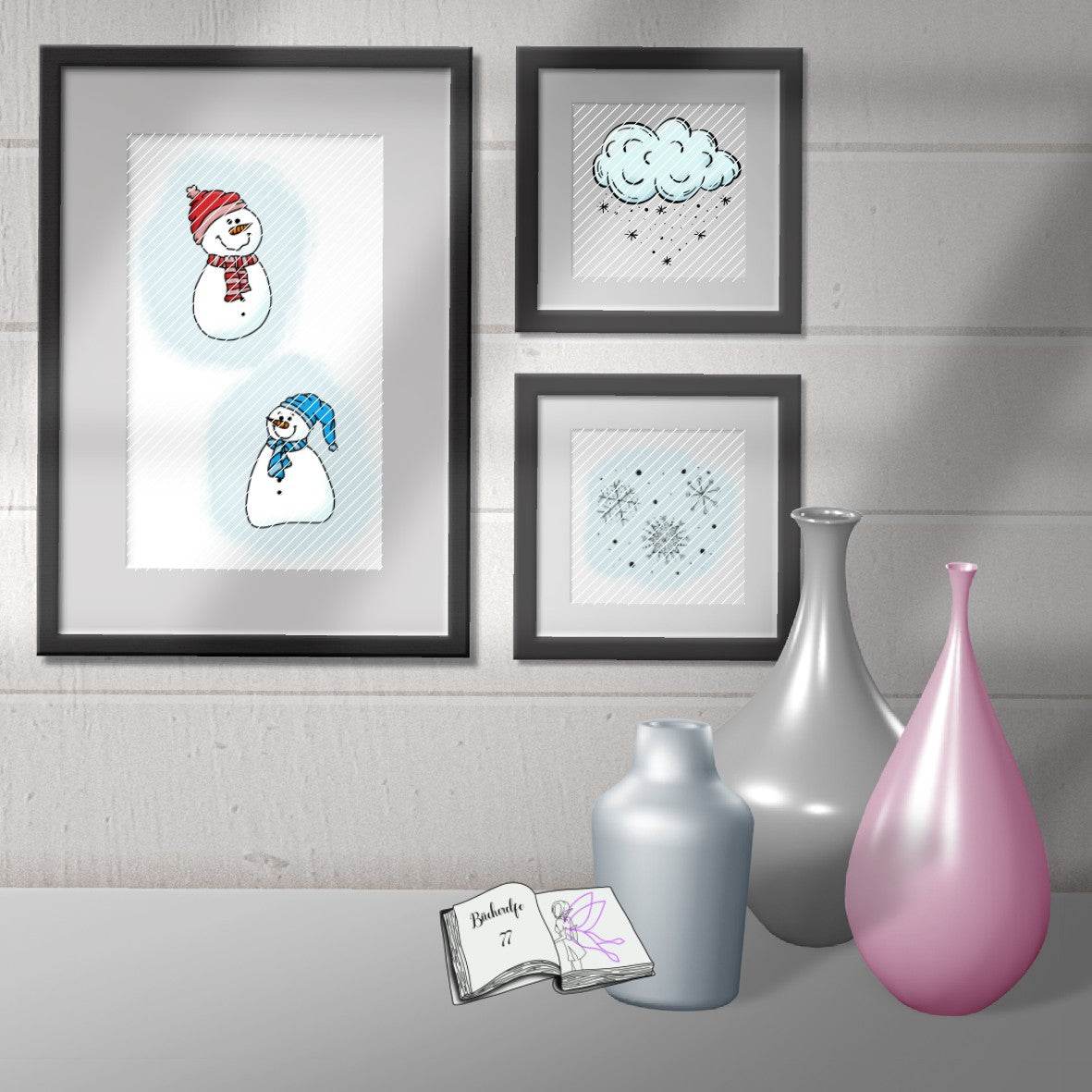 Digiset Schneemänner Plotten, Sublimation, Drucken, Digistamp, Digipaper ! - Sewando