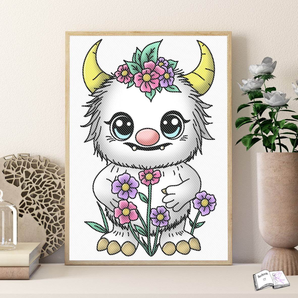 Digiset und Plott Flower Monster, Plotterdatei, Sublimation, Digistamp, Digipaper - Sewando