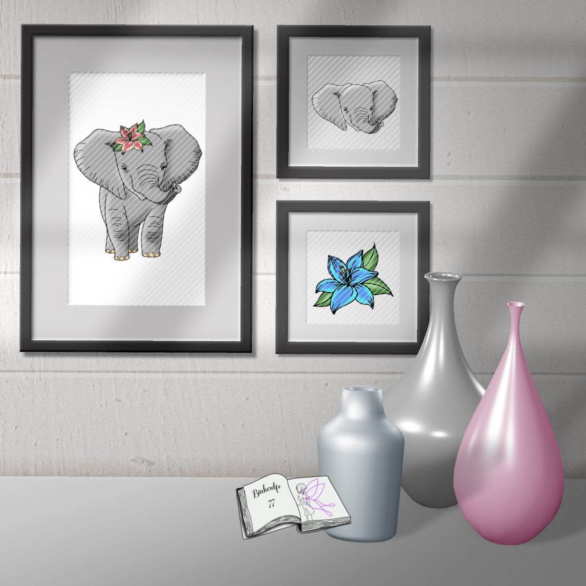 Plotterdatei Elefantenbaby, Sublimation, Digistamp, Digipaper - Sewando