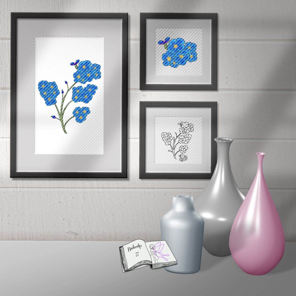 Digiset Vergissmeinnicht Plotten, Sublimation, Drucken, Digistamp, Digipaper ! - Sewando