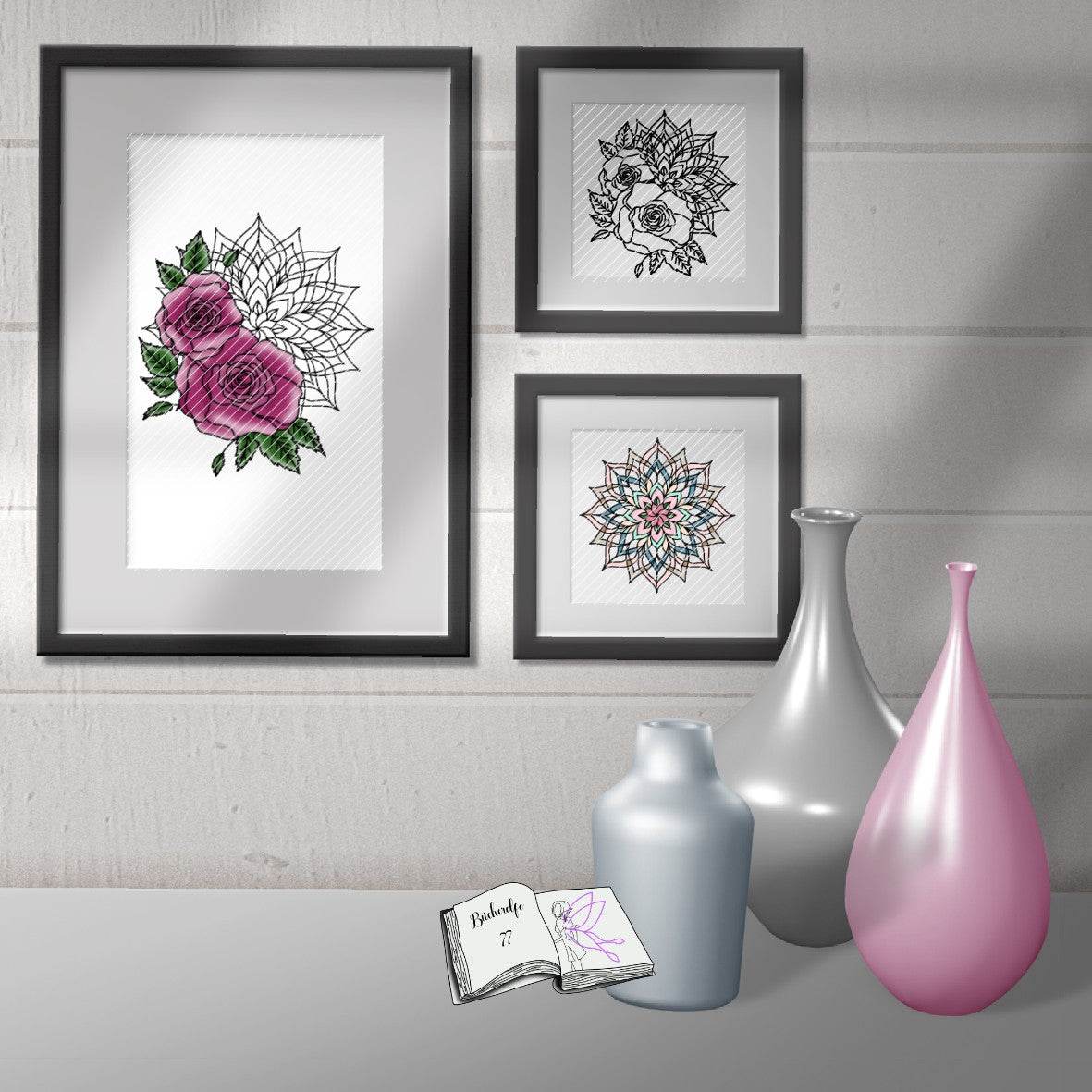 Digiset Mandala mit Oleander Sublimation, Digistamp, Digipaper - Sewando