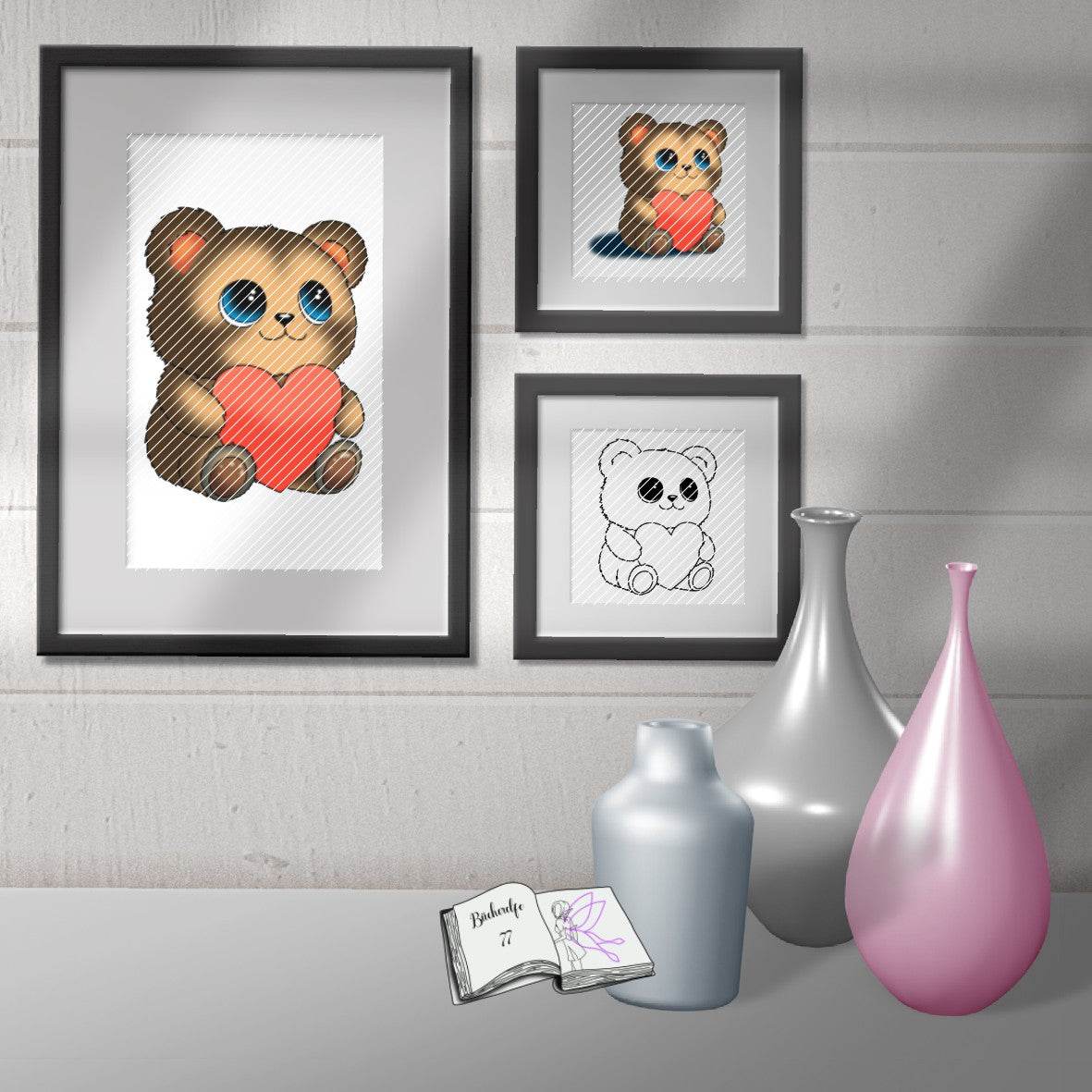 Digiset Herzteddy, Plotten, Sublimation, Drucken, Digistamp - Sewando
