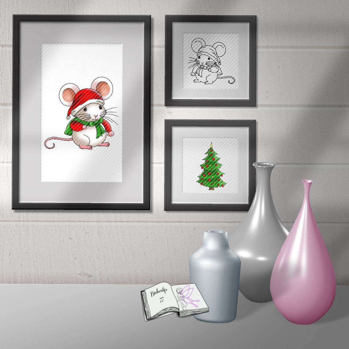 Digiset Speedy die Weihnachtsmaus, Plotterdatei, Sublimation, Digistamp, Digipaper - Sewando