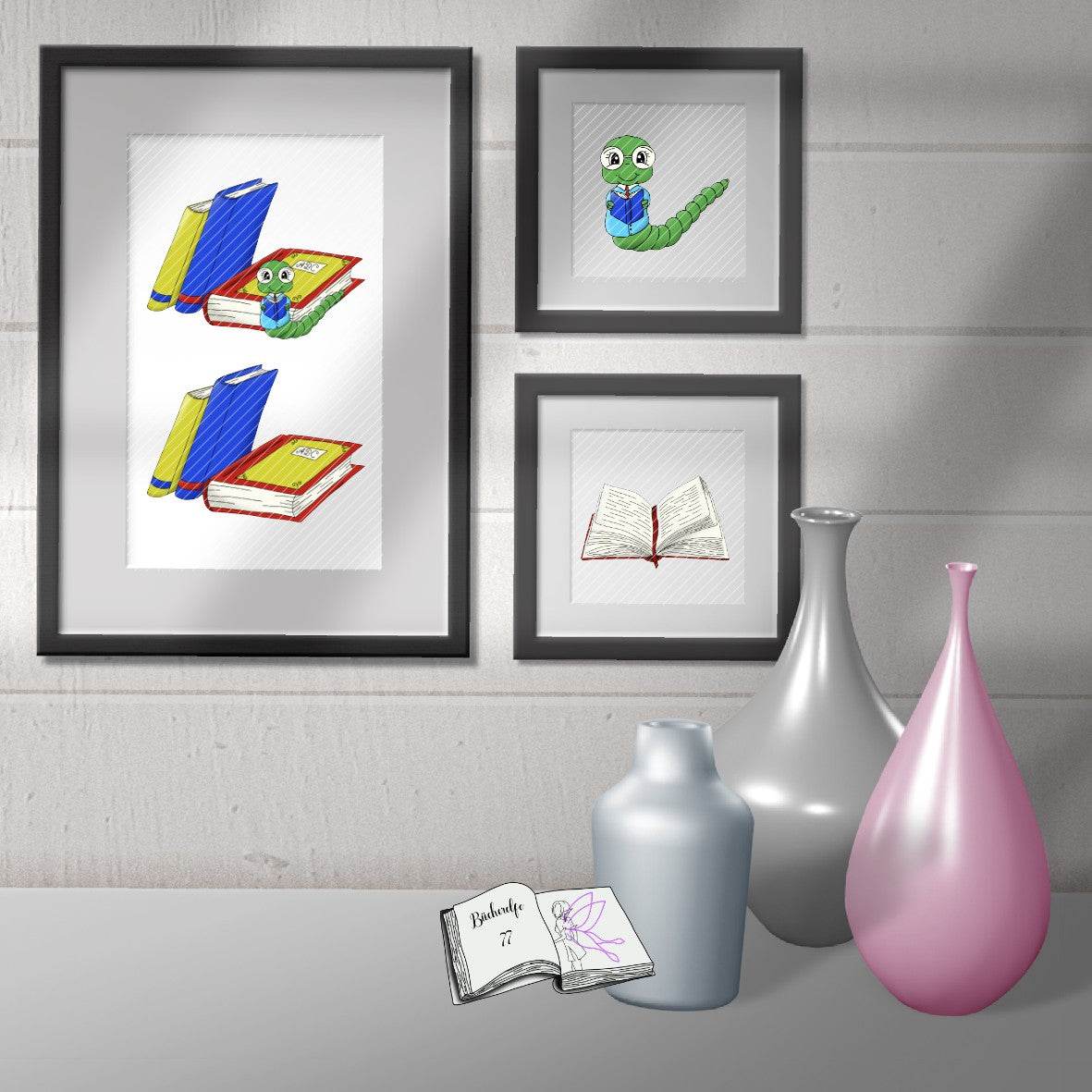 Plotterdatei Bücherwurm, Sublimation, Digistamp, Digipaper - Sewando