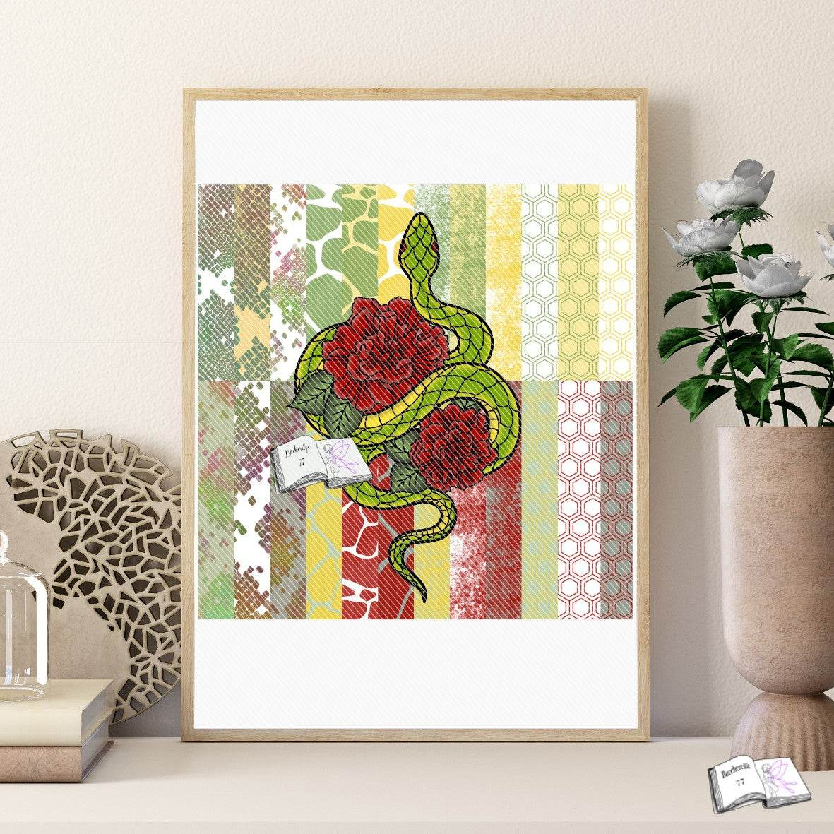 Digiset Schlange mit Nelken Sublimation, Digistamp, Digipaper - Sewando