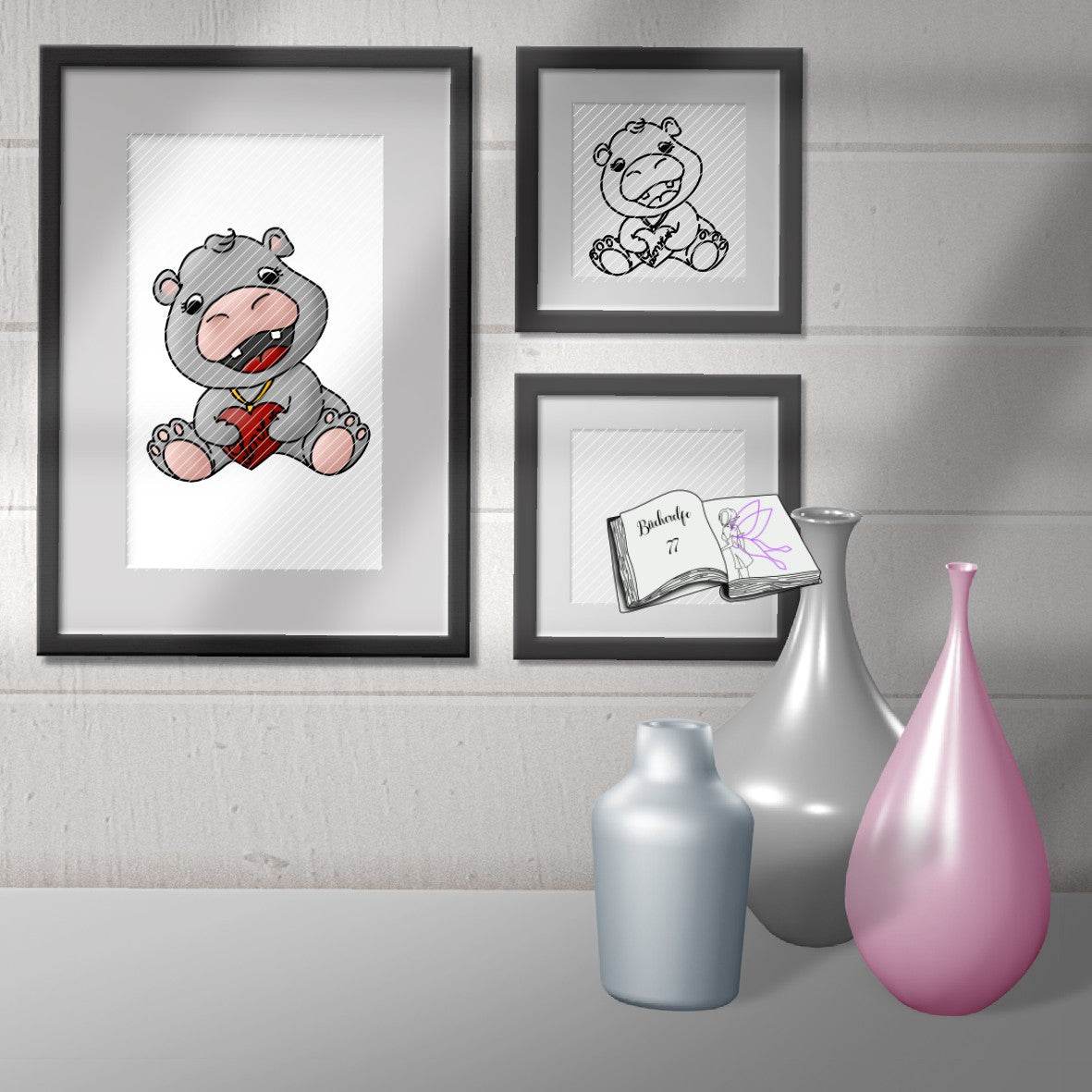 Digiset lovely hippo Plotten, Sublimation, Drucken, Digistamp, Digipaper - Sewando