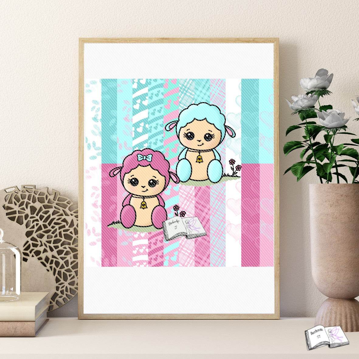 Digiset little sheep Plotten, Sublimation, Drucken, Digistamp, Digipaper - Sewando