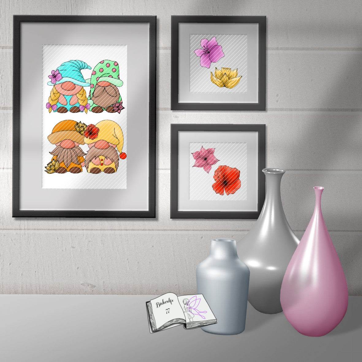 Digiset Blumenwichtel Plotterdatei, Sublimation, Digistamp, Digipaper - Sewando