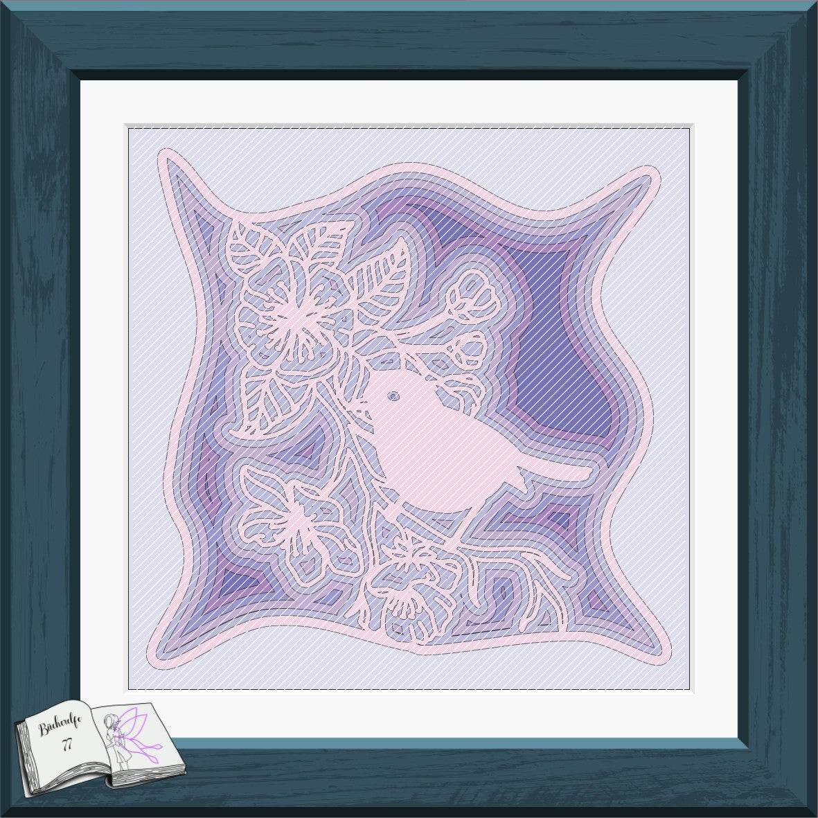 Shadow Box Ast mit Vogel Plotterdatei, Laserdatei, Basteln - Sewando