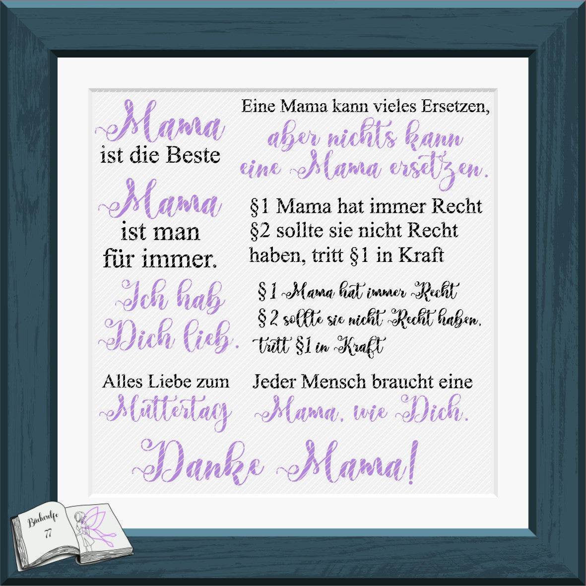 Digiset Mama ist die Beste, Plotterdatei, Sublimation, Digistamp, Digipaper - Sewando