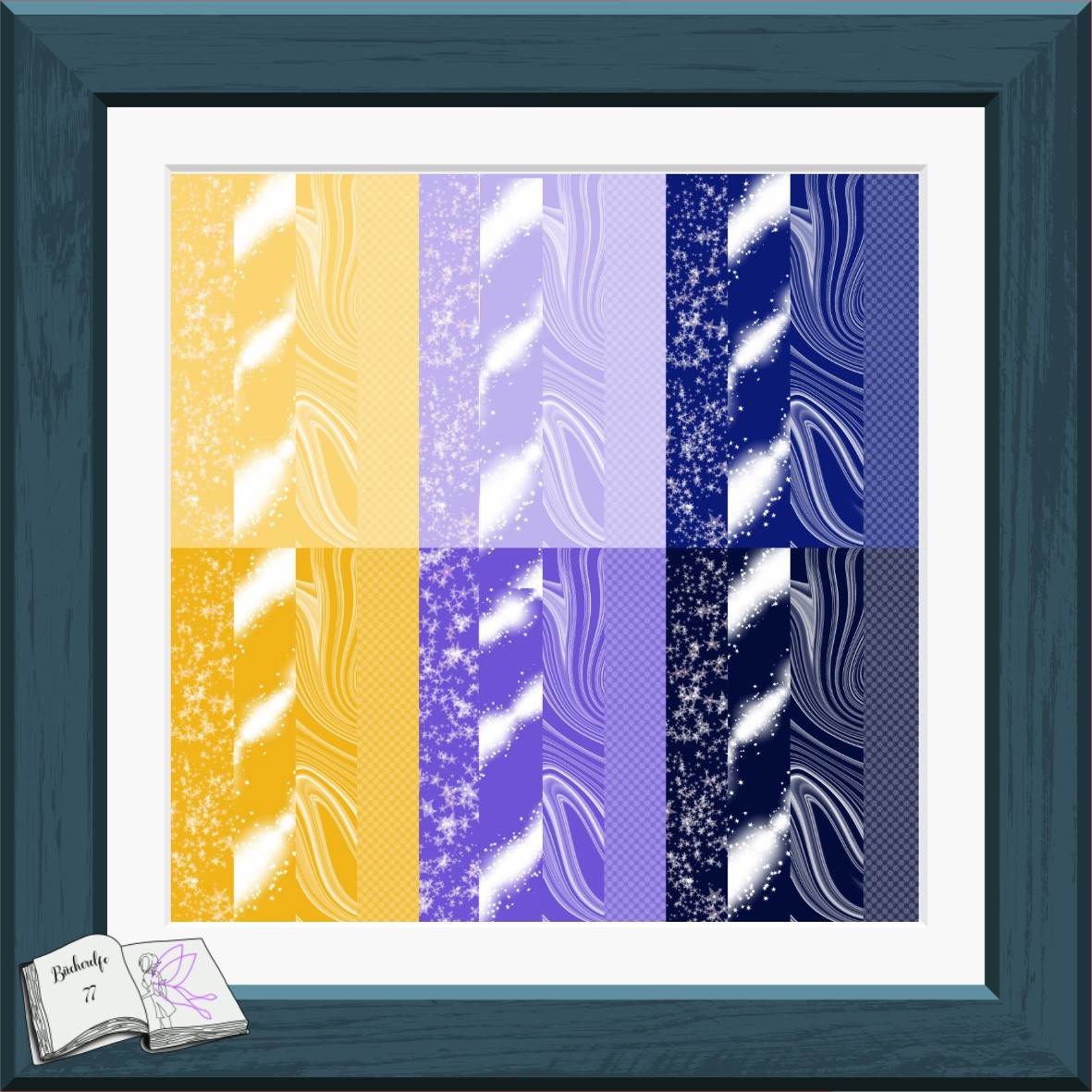 Digiset Blumenmond, Digistamp, Digipaper, Plotterdatei, Sublimation, Druck - Sewando