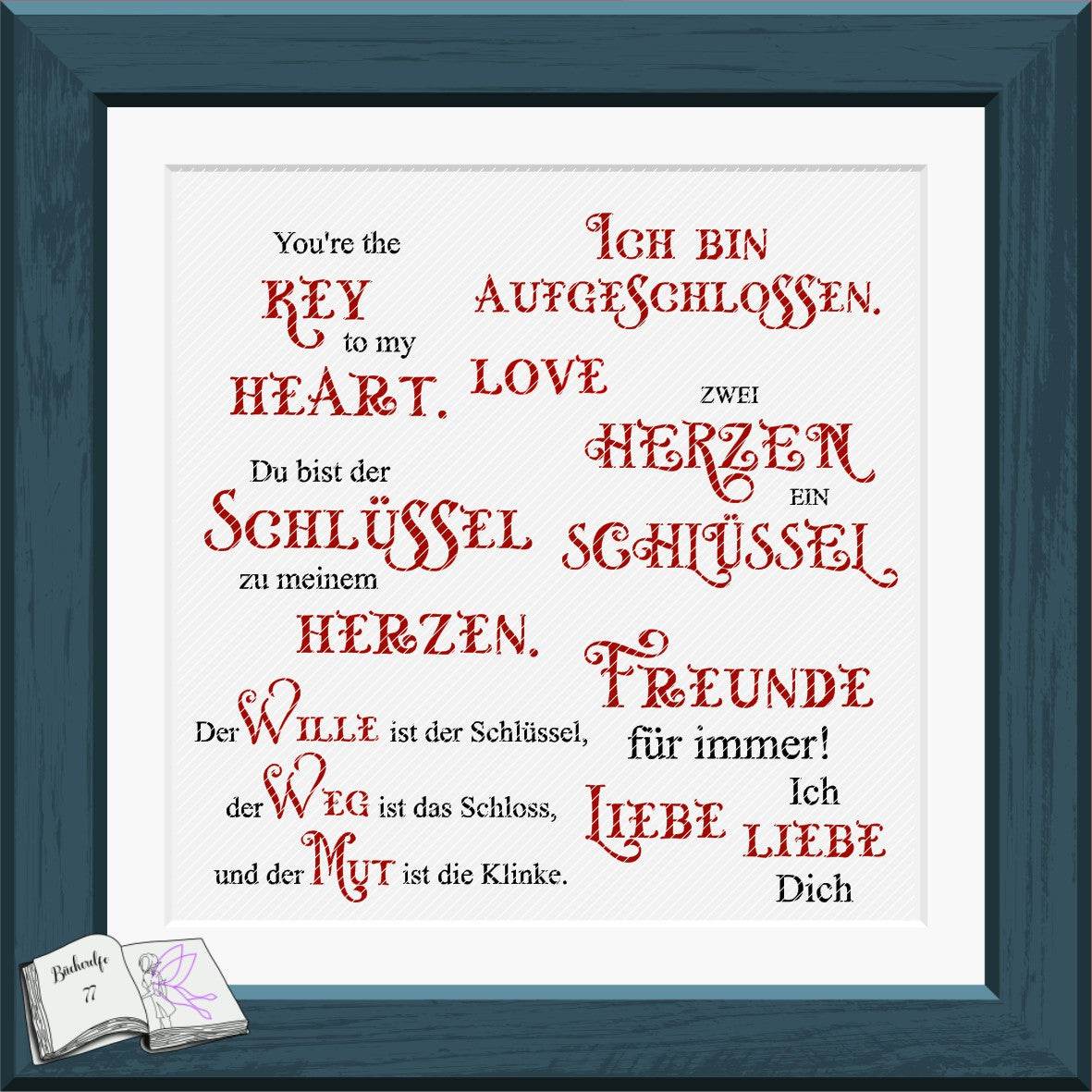 Digiset Herzschloss mit Schlüssel Plotterdatei, Sublimation, Digistamp, Digipaper - Sewando
