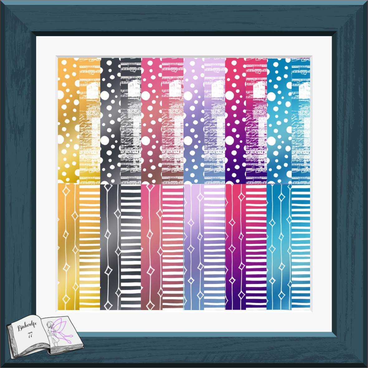 Digiset Blumen Notenschlüssel, Digistamp, Digipaper, Sublimation, Druck - Sewando