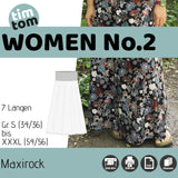 Schnittmuster timtom WOMEN No.2 Maxirock in 6 Weiten und 7 Längen (Gr. 34-56, 1,5m-1,85m Körpergröße) - Sewando