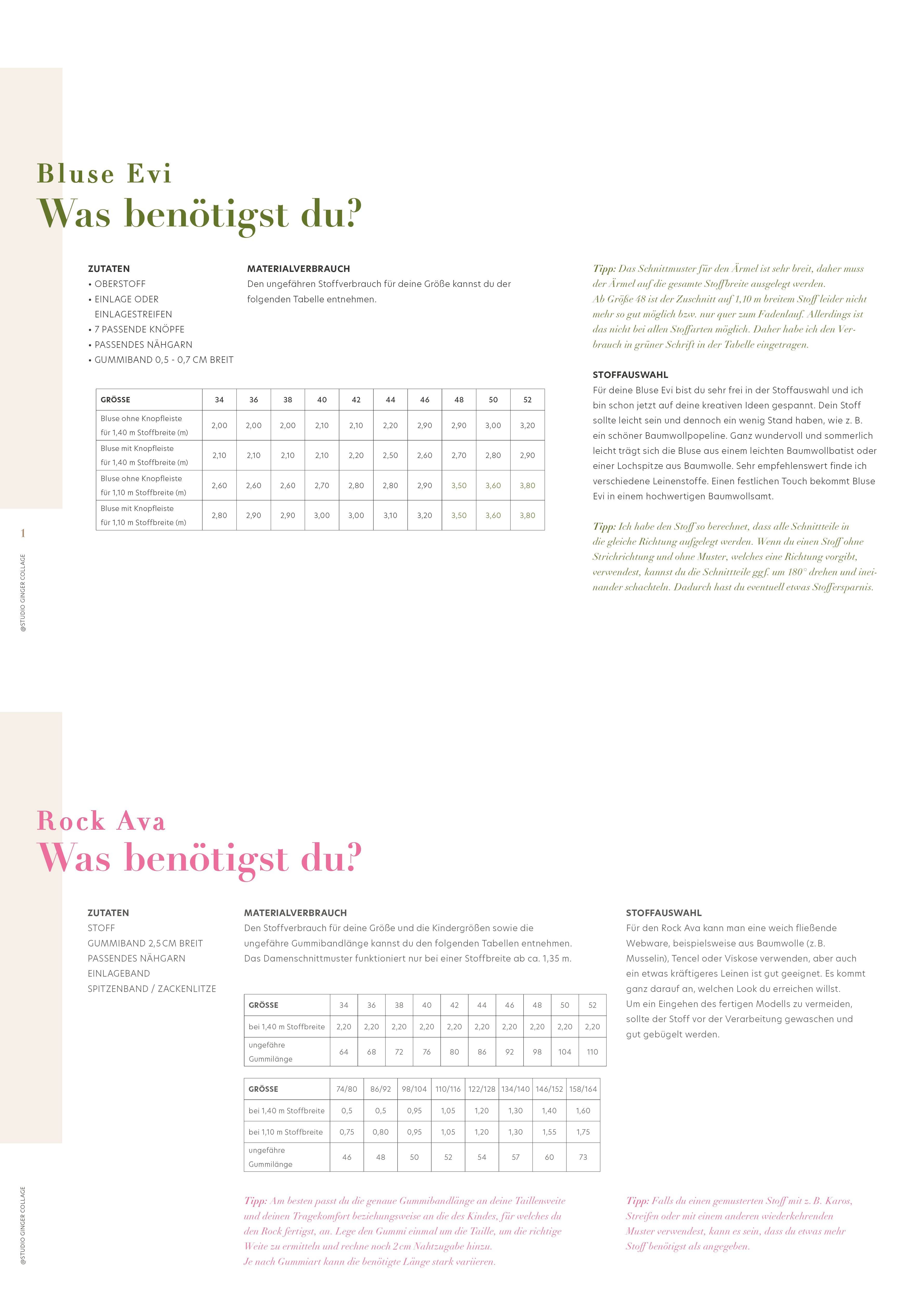 Set Evi Bluse & Ava Rock –Sommerliebe- Gr.34 - 52 - Schnittmuster & Nähanleitungen - Sewando