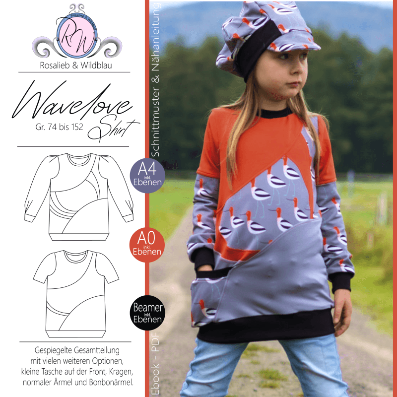 Schnittmuster Wavelove Shirt Gr. 74 bis 152 - Sewando