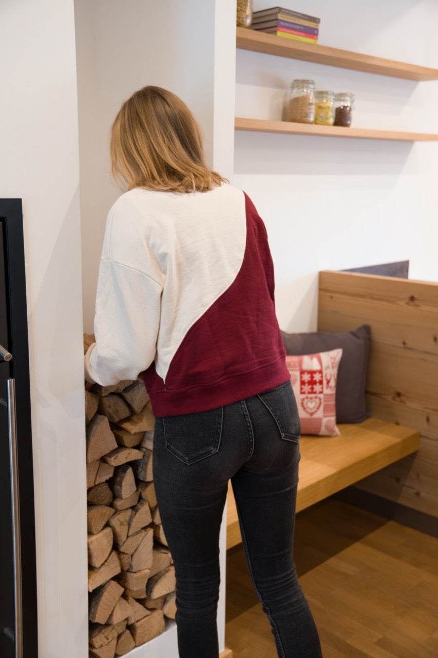 Schnittmuster Welliger Color Block Pullover mit Rundhals KLARA - Gr. 34 - 46 - Sewando