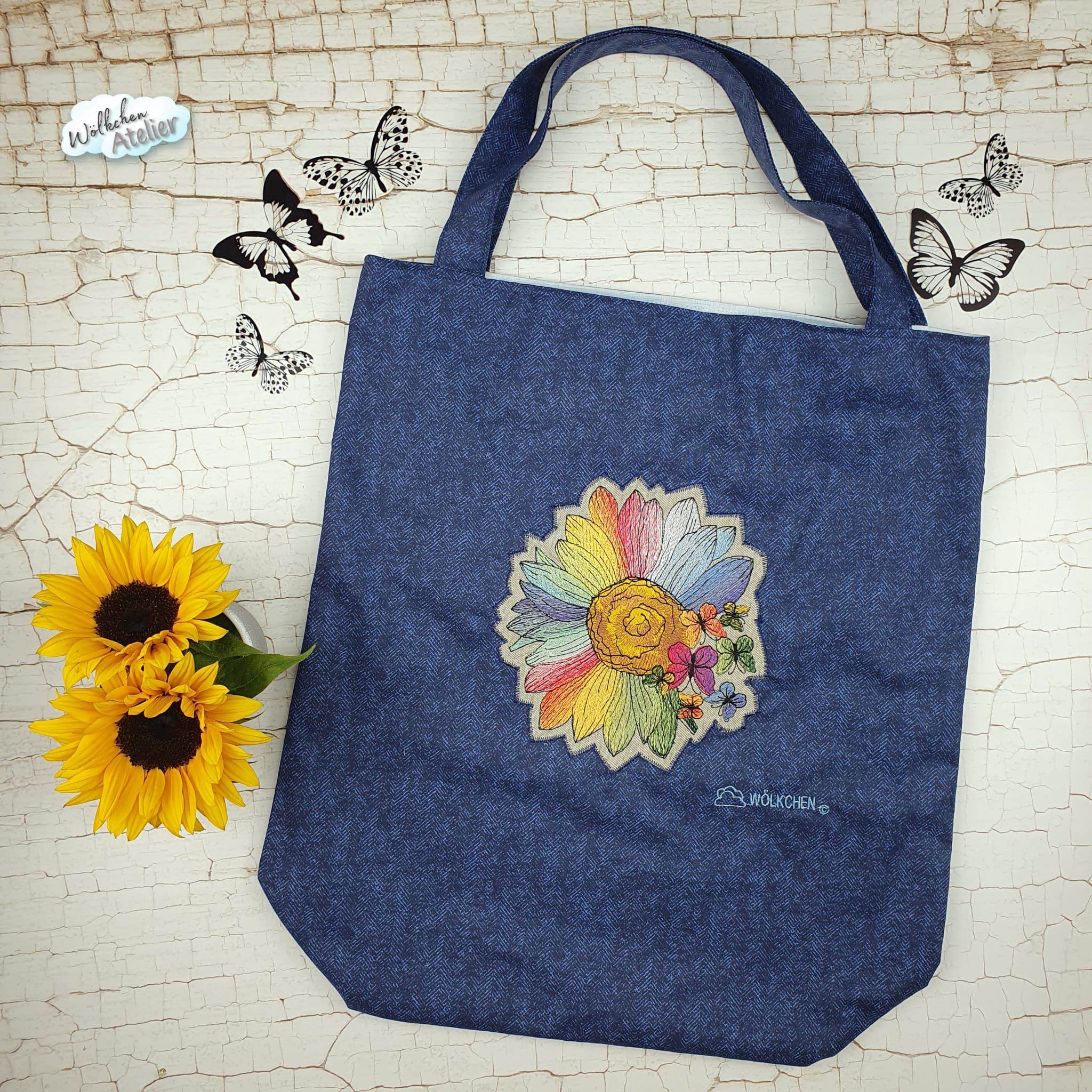 Sonnenblume Stickdatei – die Regenbogen Blütenpracht für deine Stickmaschine - Sewando