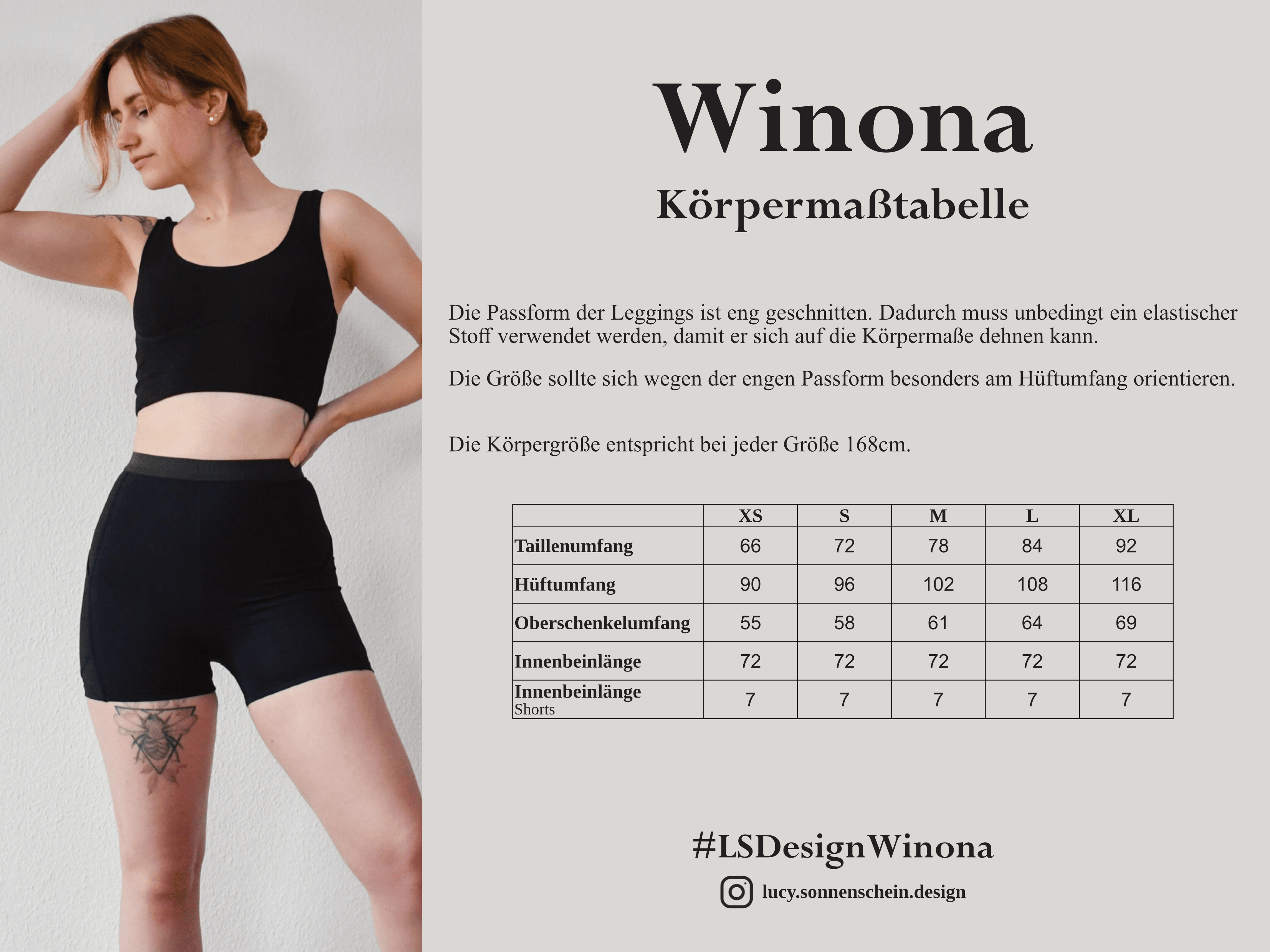 Sportleggins mit Taschen - Winona - Schnittmuster - Gr. XS-XL - Sewando