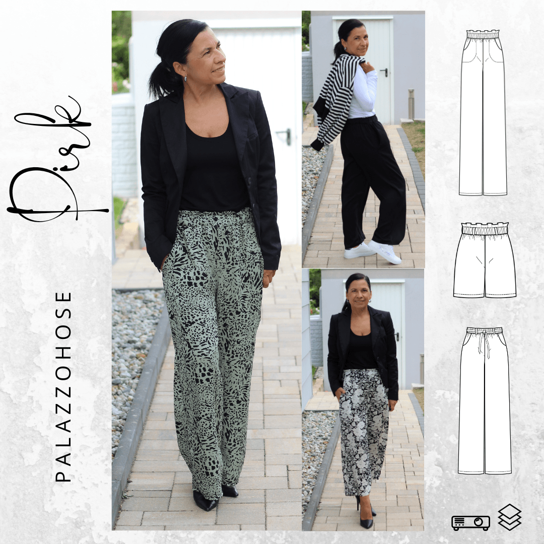 Schnittmuster Palazzohose Hose PIRK Gr. 32-54 : - Sewando