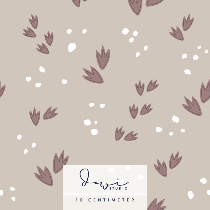 Nahtloses Muster | Little Dinosaur | Spuren Beige Altrosa | 25x25cm Stoffdesign - Sewando