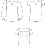 Schnittmuster ZIA-Bluse mit besonderem V-Ausschnitt und Ärmelvariationen Gr. 34-54 - Sewando
