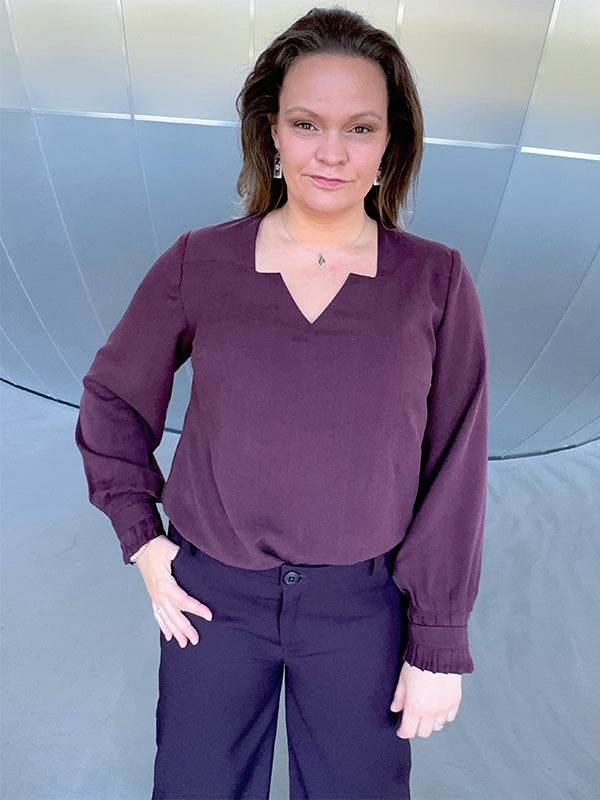 Schnittmuster ZIA-Bluse mit besonderem V-Ausschnitt und Ärmelvariationen Gr. 34-54 - Sewando