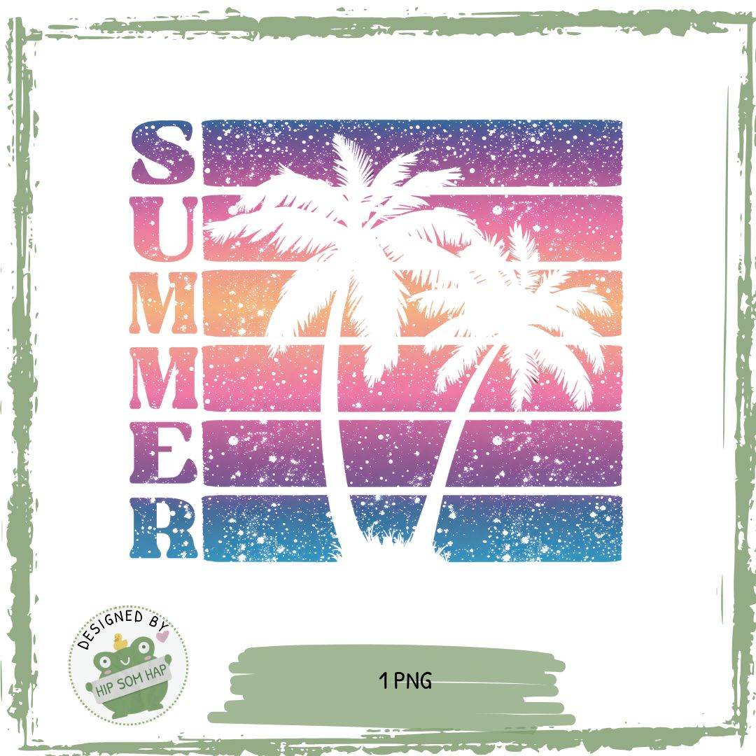 Retro Summer Design – Palmen & Sonnenuntergang als PNG für DIY & Sommer-Shirts - Sewando