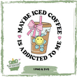 Iced Coffee SVG & PNG – Lustiges Statement-Design mit Schleife & Smiley - Sewando