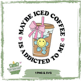Iced Coffee SVG & PNG – Lustiges Statement-Design mit Schleife & Smiley - Sewando