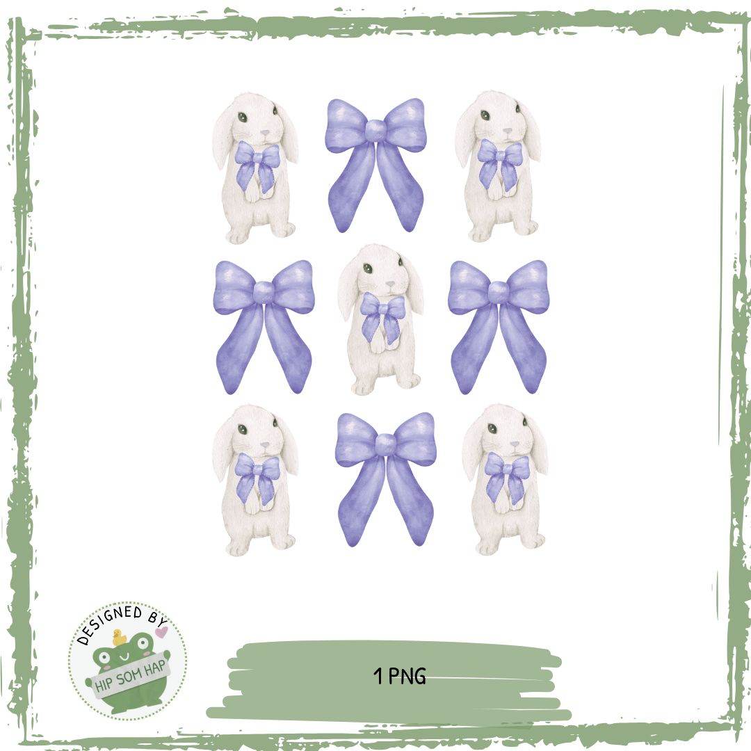 Bügelbild Osterhasen & lila Schleifen – Frühlingsdesign - Sewando