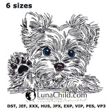 WENIGER STICHE - Stickdatei Yorkshire Terrier "Benny" -  LIGHT - für Helle Stoffe