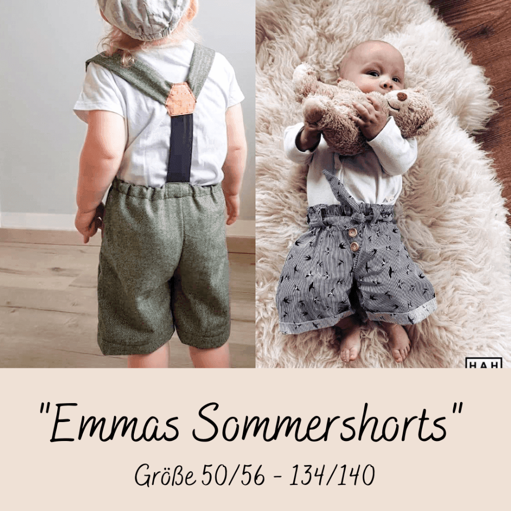 Schnittmuster Emmas Sommershorts Größe 50/56 – 134/140 : - Sewando