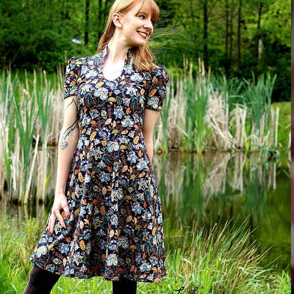 Tellerrockkleid + Shirt mit Stehkragen & Tropfenausschnitt | Schnittmuster + Anleitung | Gr. 32-58 | Anfänger | deutsch - Sewando